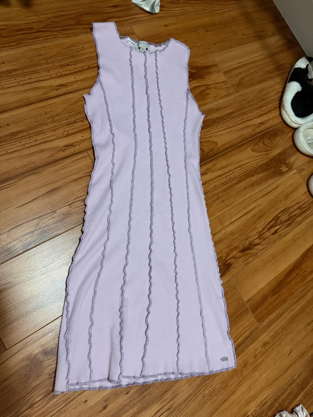 Pull&Bear Lavender Sleeveless Ruffle-Trim Midi Dress